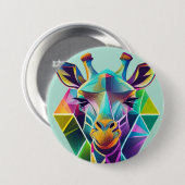 Kleurrijke geometrische Giraffe hoofd Ronde Button 7,6 Cm (Voorkant /achterkant)