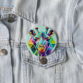 Kleurrijke geometrische Giraffe hoofd Ronde Button 7,6 Cm