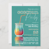 Kleurrijke geometrische glazen cocktailparty met r kaart (Voorkant)