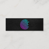 Kleurrijke geometrische globe | Zwarte leren execu Mini Visitekaartje (Voorkant)
