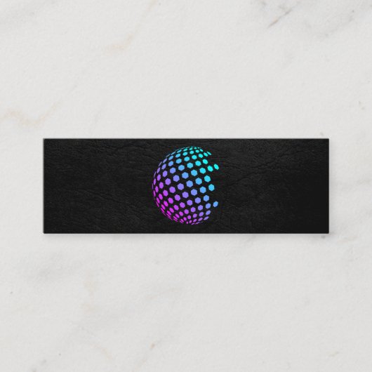 Kleurrijke geometrische globe | Zwarte leren execu Mini Visitekaartje (Voorkant)