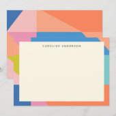 Kleurrijke Geometrische Grens Persoonlijke Naam Notitiekaartje (Voorkant / Achterkant)