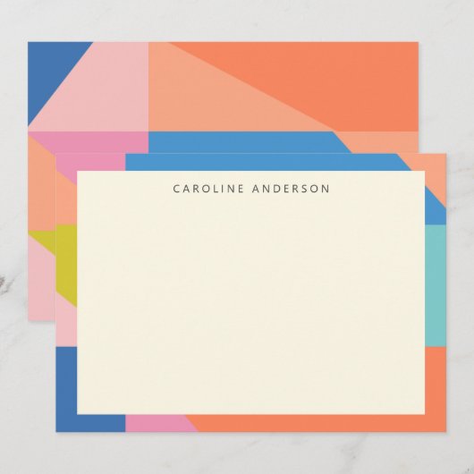 Kleurrijke Geometrische Grens Persoonlijke Naam Notitiekaartje (Voorkant / Achterkant)