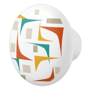 Kleurrijke geometrische hoeken midden eeuw modern keramische knop