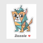 Kleurrijke geometrische hond sticker (Vel)