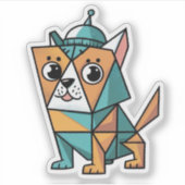 Kleurrijke geometrische hond sticker (Voorkant)
