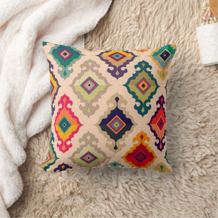 Kleurrijke geometrische Ikat-werpkussen Kussen