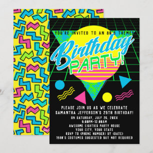 Kleurrijke Geometrische jaren '80 Retro Verjaardag Kaart