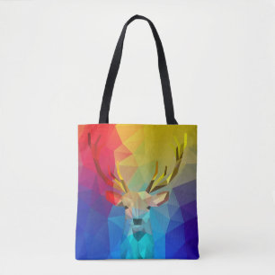Kleurrijke geometrische kariboe hologramillustrati tote bag