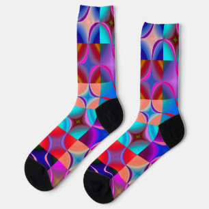 Kleurrijke geometrische kleuren in neonkleuren sokken