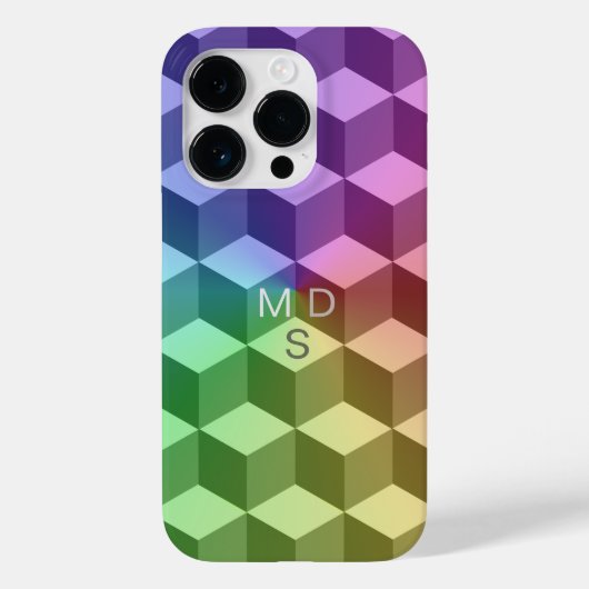 Kleurrijke Geometrische Kubussen Monogram iPhone C Case-Mate iPhone Case (Achterkant)