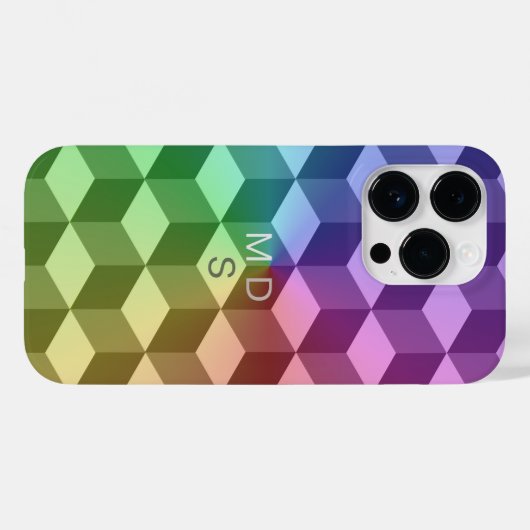 Kleurrijke Geometrische Kubussen Monogram iPhone C Case-Mate iPhone Case (Achterkant (horizontaal))