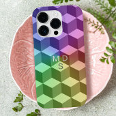 Kleurrijke Geometrische Kubussen Monogram iPhone C Case-Mate iPhone Case