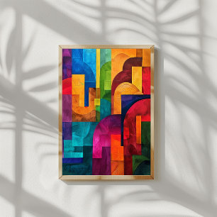 Kleurrijke geometrische kunst aan de muur - Helder Poster
