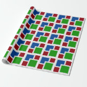 Kleurrijke geometrische kunst grijs wit blauw rood cadeaupapier (Uitgerold)