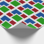 Kleurrijke geometrische kunst grijs wit blauw rood cadeaupapier (Hoek)