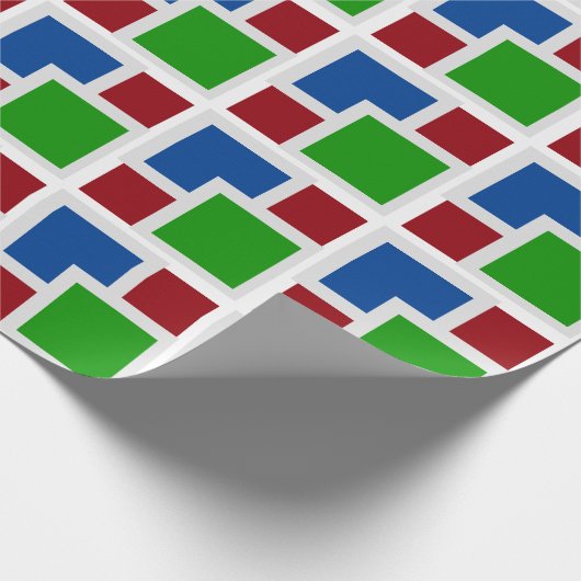 Kleurrijke geometrische kunst grijs wit blauw rood cadeaupapier (Hoek)