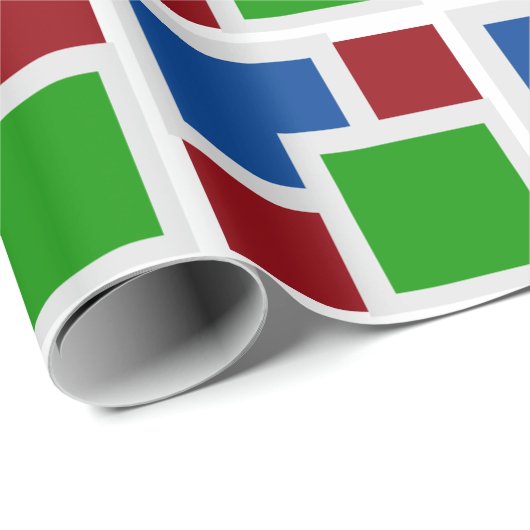 Kleurrijke geometrische kunst grijs wit blauw rood cadeaupapier (Rol Hoek)