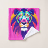 Kleurrijke geometrische leeuwenkop bad handdoek (Wasdoekje)