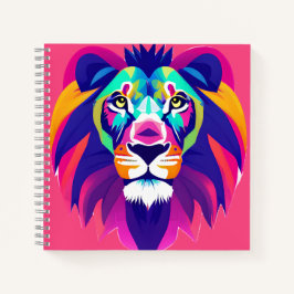 Kleurrijke geometrische leeuwenkop notitieboek