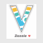 Kleurrijke geometrische letter V monogram Sticker (Vel)