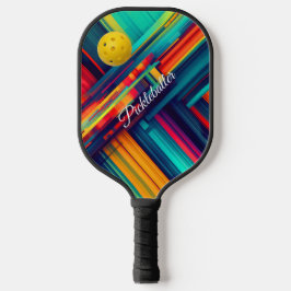 Kleurrijke geometrische lijnen met pickleball paddle