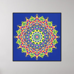 Kleurrijke geometrische Mandala Canvas Afdruk