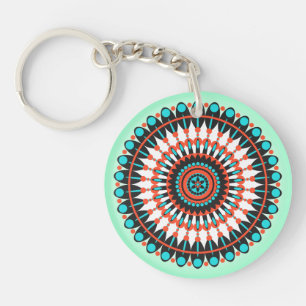 Kleurrijke Geometrische Mandala Kunst-46456 Sleutelhanger