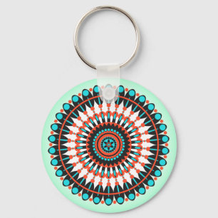 Kleurrijke Geometrische Mandala Kunst-46456 Sleutelhanger