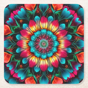 Kleurrijke Geometrische Mandala Patroon-342323 Kartonnen Onderzetters