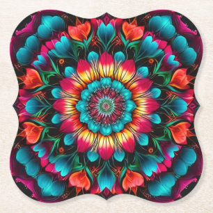 Kleurrijke Geometrische Mandala Patroon-342323 Kartonnen Onderzetters