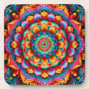 Kleurrijke Geometrische Mandala Patroon-342678 Bier Onderzetter