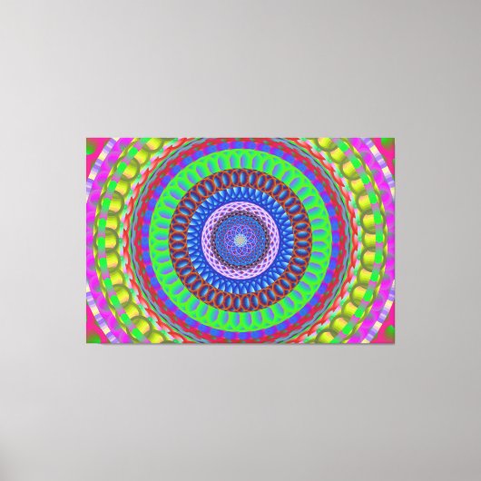 Kleurrijke Geometrische Mandala Verretted Canvas A (Voorkant)