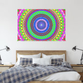 Kleurrijke Geometrische Mandala Verretted Canvas A (Insitu (Slaapkamer))