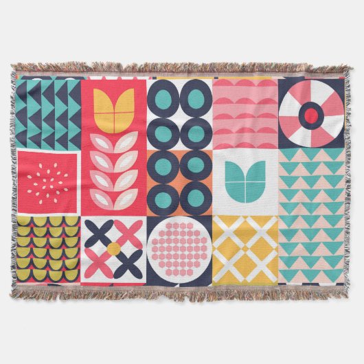 Kleurrijke Geometrische Mid Century Funky Deken (Voorkant)