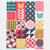 Kleurrijke Geometrische Mid Century Funky Fleece Deken (Voorkant)