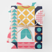 Kleurrijke Geometrische Mid Century Funky Inpakpapier Vel (In situ)