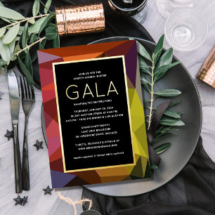 Kleurrijke geometrische moderne gala-uitnodiging folie uitnodiging