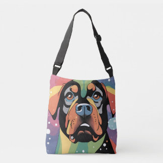 Kleurrijke geometrische moderne Rottweiler Canvas  Crossbody Tas