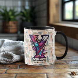 Kleurrijke Geometrische Monogrammok - Y voor Yanni Mok