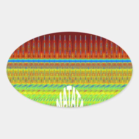 Kleurrijke Geometrische Motief Art Print Ovale Sticker (Voorkant)