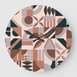 Kleurrijke geometrische mozaïek, abstracte achterg grote klok