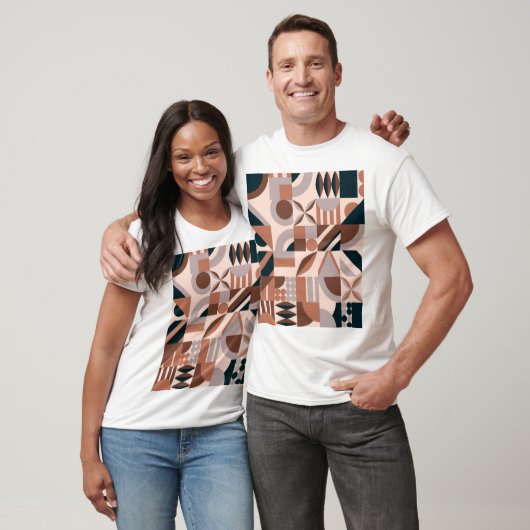 Kleurrijke geometrische mozaïek, abstracte achterg t-shirt (Unisex)