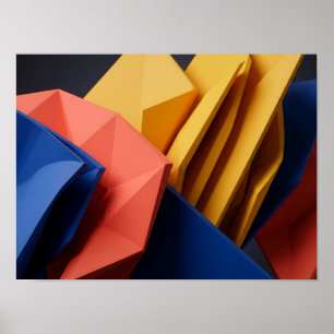 Kleurrijke geometrische muur met elkaar kruisende poster