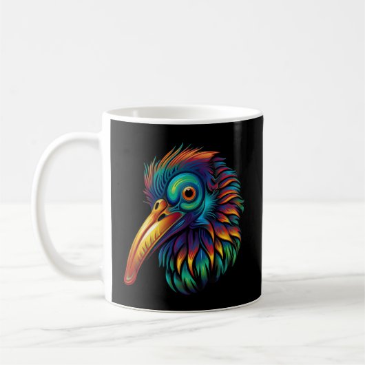Kleurrijke Geometrische Nieuw-Zeelandse Kiwi Vogel Koffiemok (Links)