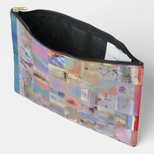 Kleurrijke Geometrische Patchwork Accessoiretas Etui (Open)
