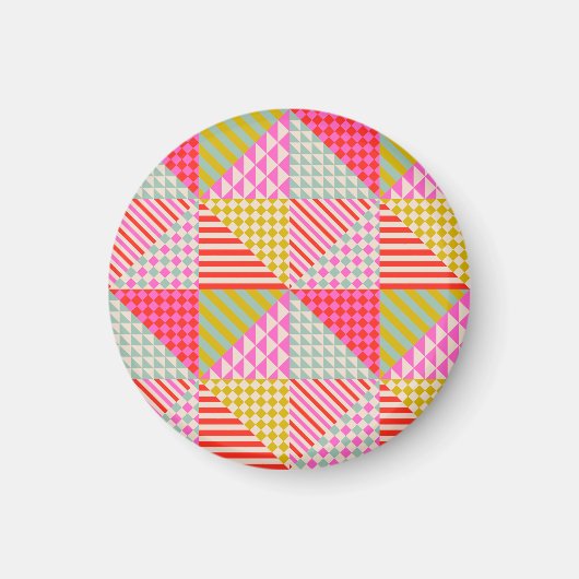 Kleurrijke Geometrische Patchwork Koelkastmagneet Magneet (Voorkant)
