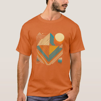 Kleurrijke geometrische patronen vintage vibes vri t-shirt