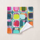 Kleurrijke Geometrische Patroon Monogrammed Naam Bad Handdoek (Wasdoekje)