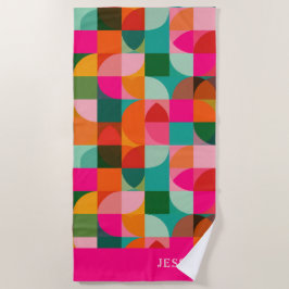 Kleurrijke Geometrische Patroon Retro Mid Century  Strandlaken